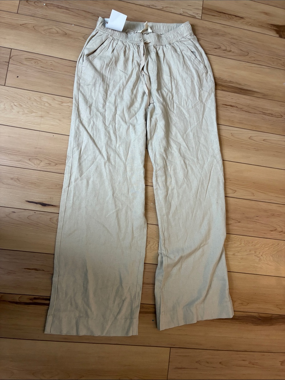 Briggs Wide-Leg Drawstring Linen-Blend Pants in Cream